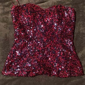 Sequined strapless top